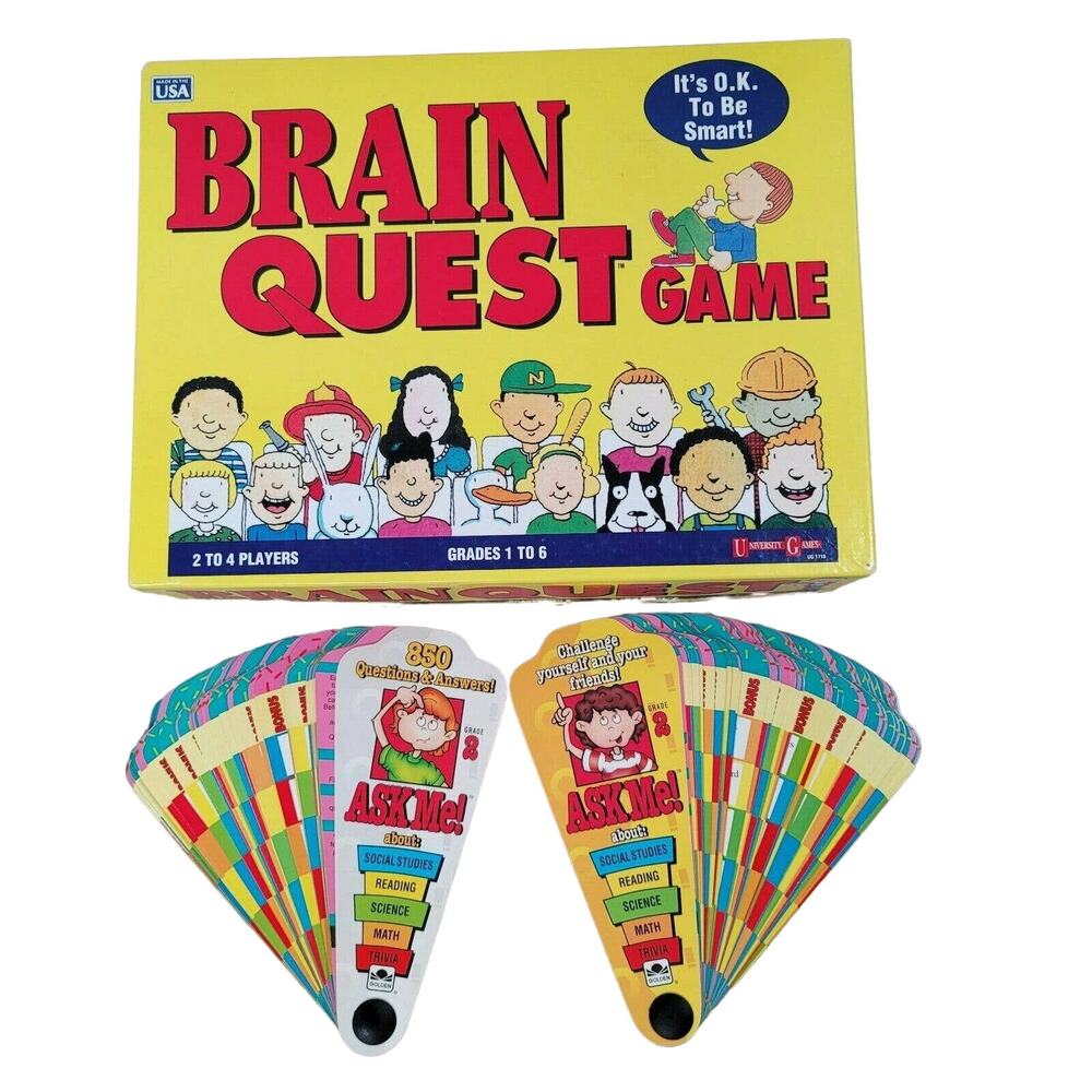 Brain Quest 90's Game Grade 1-6 + Ask Me Trivia Math Science Social Studies Read